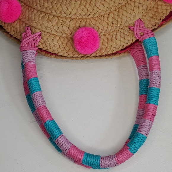 Straw Studios Pink Pom Pom straw bag - Picture 5 of 11